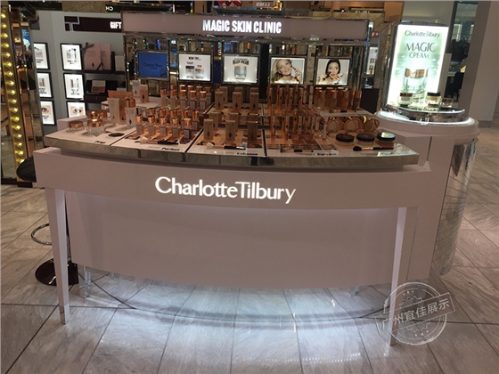 定制铁木结合化妆品展柜 定制铁木结合化妆品展柜